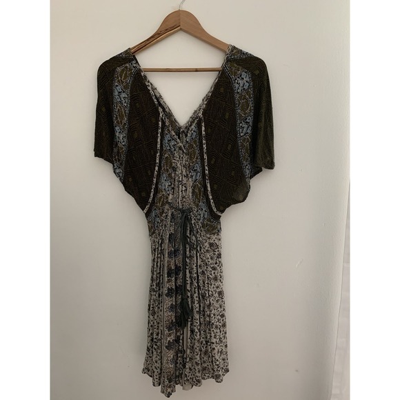 Free People Wild World Flutter Sleeve Mini Dress Boho Size S - Picture 4 of 6